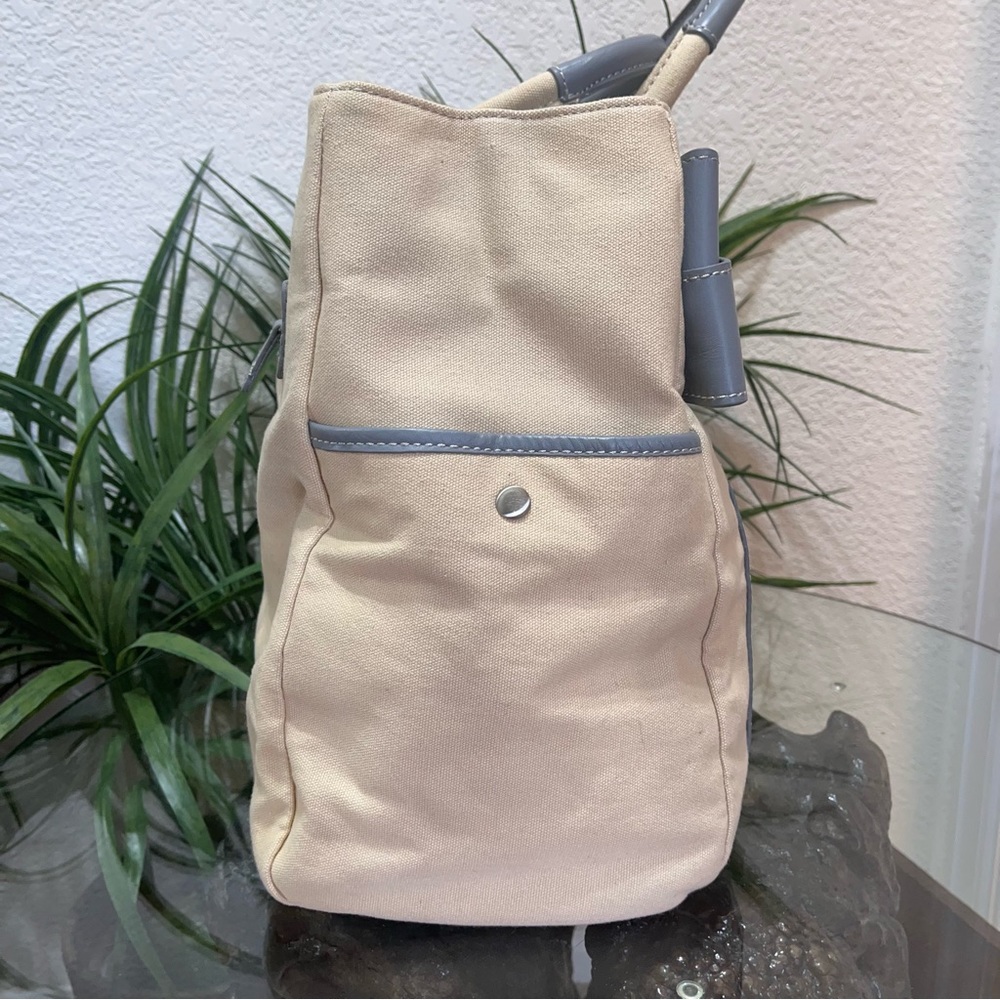 💋💋RARE💋💋 Zac Posen Leather And Canvas Tote Bag - Picture 5 of 16